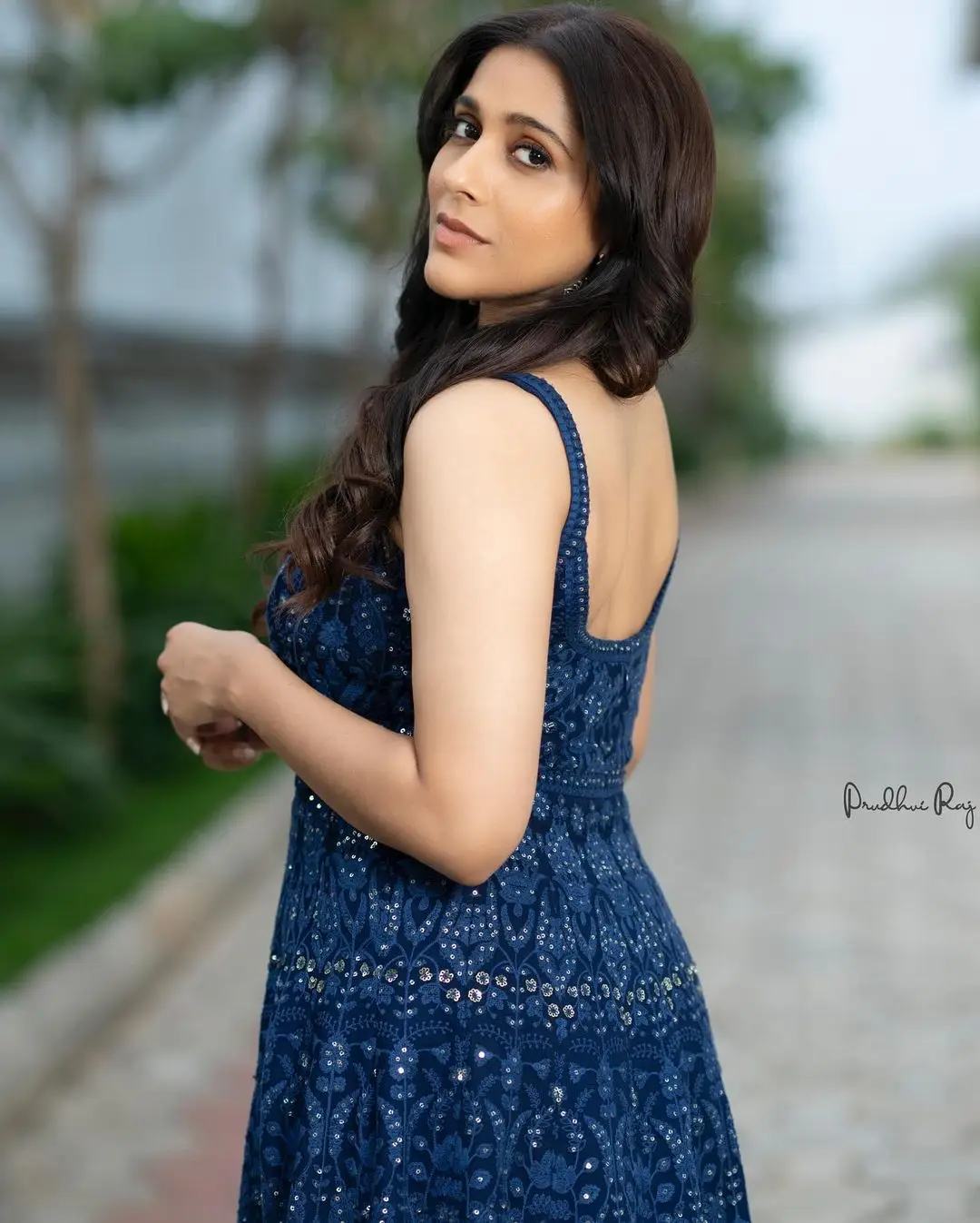 Rashmi Gautam In Sleeveless Blue Gown